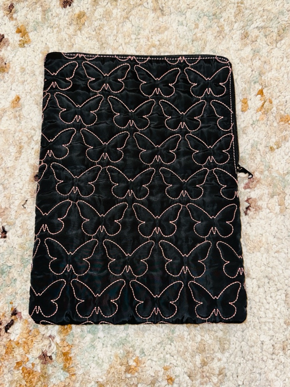 wild fable Black Tablet Sleeve with Pink Butterfly Stitching